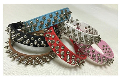 Adjustable Leather Pet Dog collar Neck Strap Supplies PU Leather Punk Rivet Spiked Dog Collar Pet Collars For Small Dog Cat Beauty World Shop