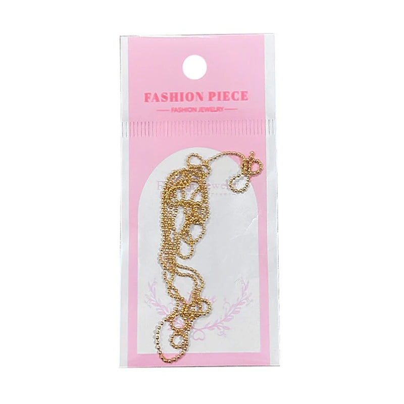 50cm 0.8mm Gold Silver Nail Bead Chain Charm Ellipse Stone Nail Art Decorations Giltter Metal Steel Ball Jewelry Accessory Beauty World Shop