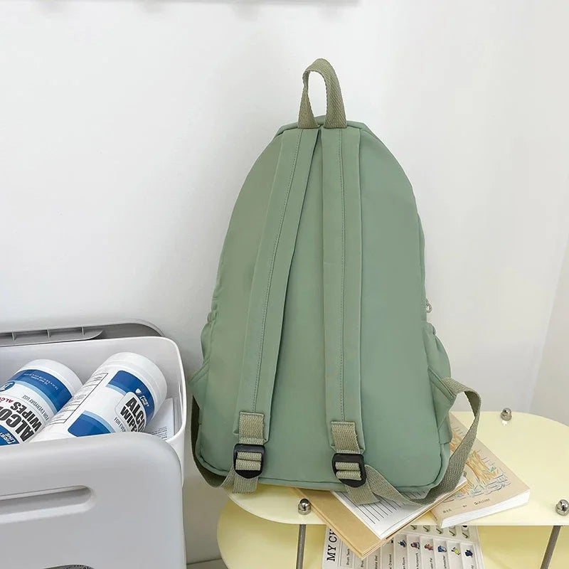 Lightweight Solid Color Backpack for High School Students Multifunctional Casual Bag School Travel Daily Use Simple Design Beauty World Shop