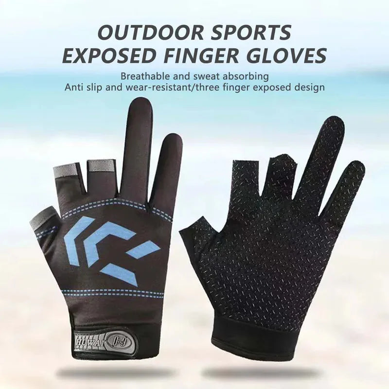 1/2 pair Fishing Gloves Sun Protection 3 Cut Fingers Anti-Slip Breathable Fishing Gloves Suitable for Outdoor Activities Beauty World Shop