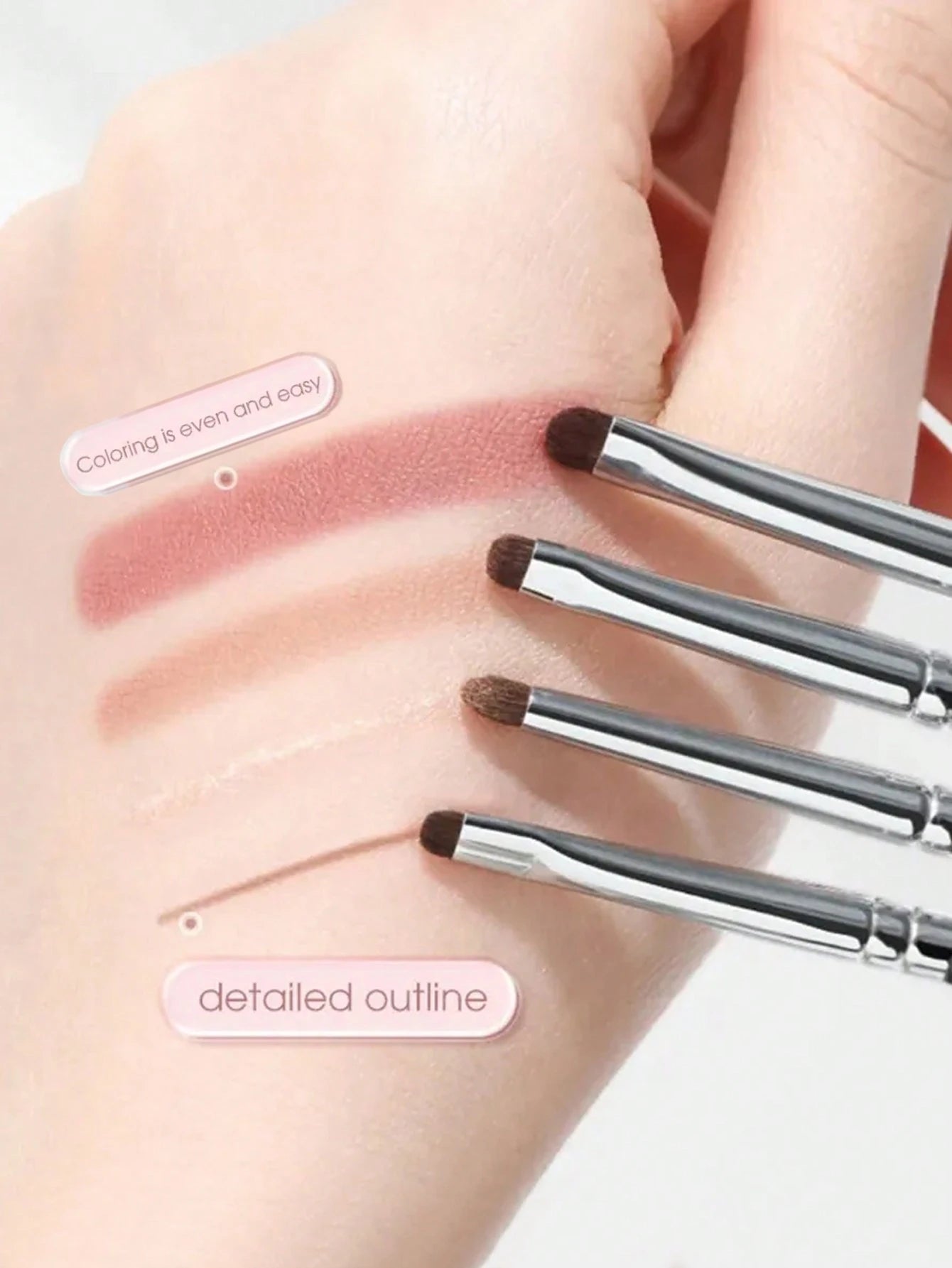 1 Set Of 4 Black Eye Detail Makeup Brushes Pony Hair Precision Eye Shadow Lying Silkworm Brightening Eyeliner Applicator Small Beauty World Shop