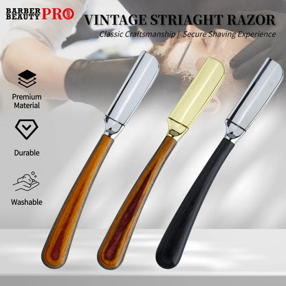 New Professional Baber Beard Straight Edge Shaving Razor Men Hair Removal Tools, Wooden Handle, Anti-Slip Grip for Home Shaving Beauty World Shop