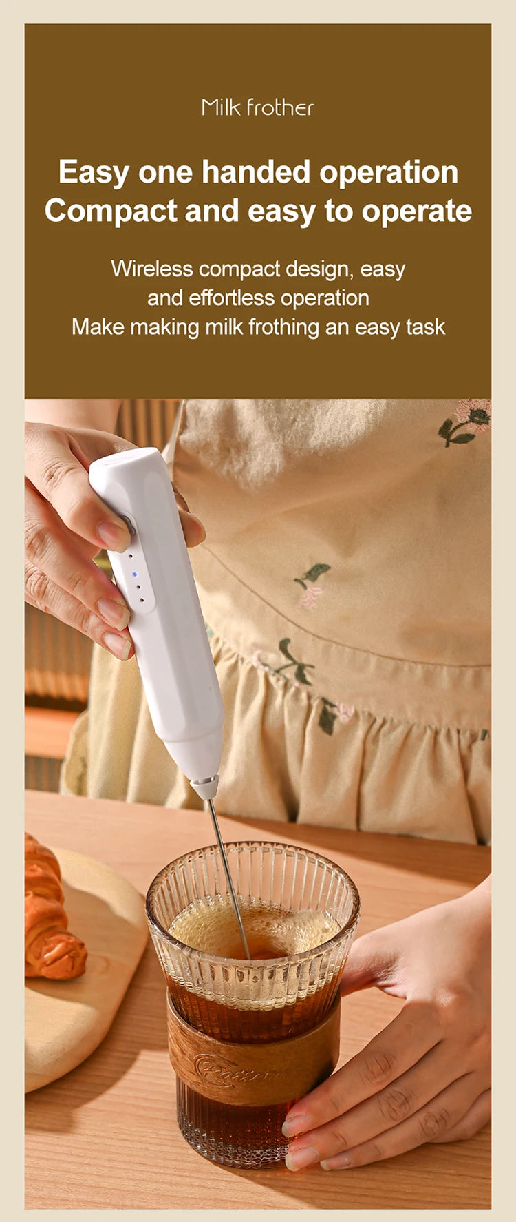 MINI Coffee Frother USB Rechargeable 3 Speeds Foam Maker Coffee Milk Mixer Electric Handle Blender Egg Beater Hot Cooking Tools Beauty World Shop