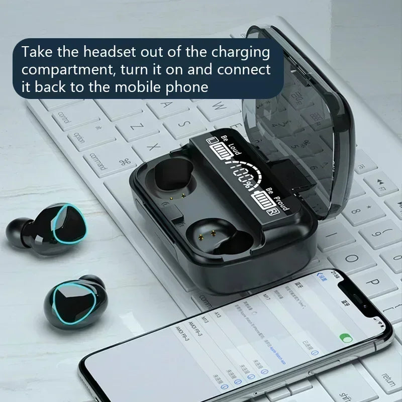 New TWS Bluetooth Earphones Handfree LED Dispay Headphones Bluetooth HiFi Stereo Music Wireless Earbuds for all smartphones Beauty Fashion
