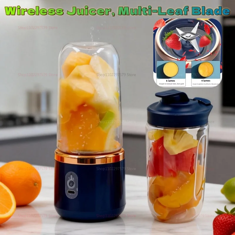 Double Cup Portable Blender USB Juicer Fruit Mixer for Smoothies Milkshakes and Juices Compact Food Processor Orange Juicer Beauty World Shop