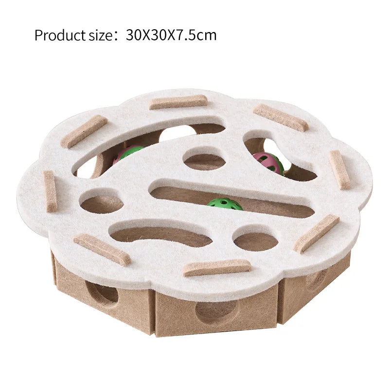 Interactive Cat Puzzle Toy Felt Toy Box with Maze Tunnel Bell Ball Indoor Entertainment Cat Toy Beauty World Shop