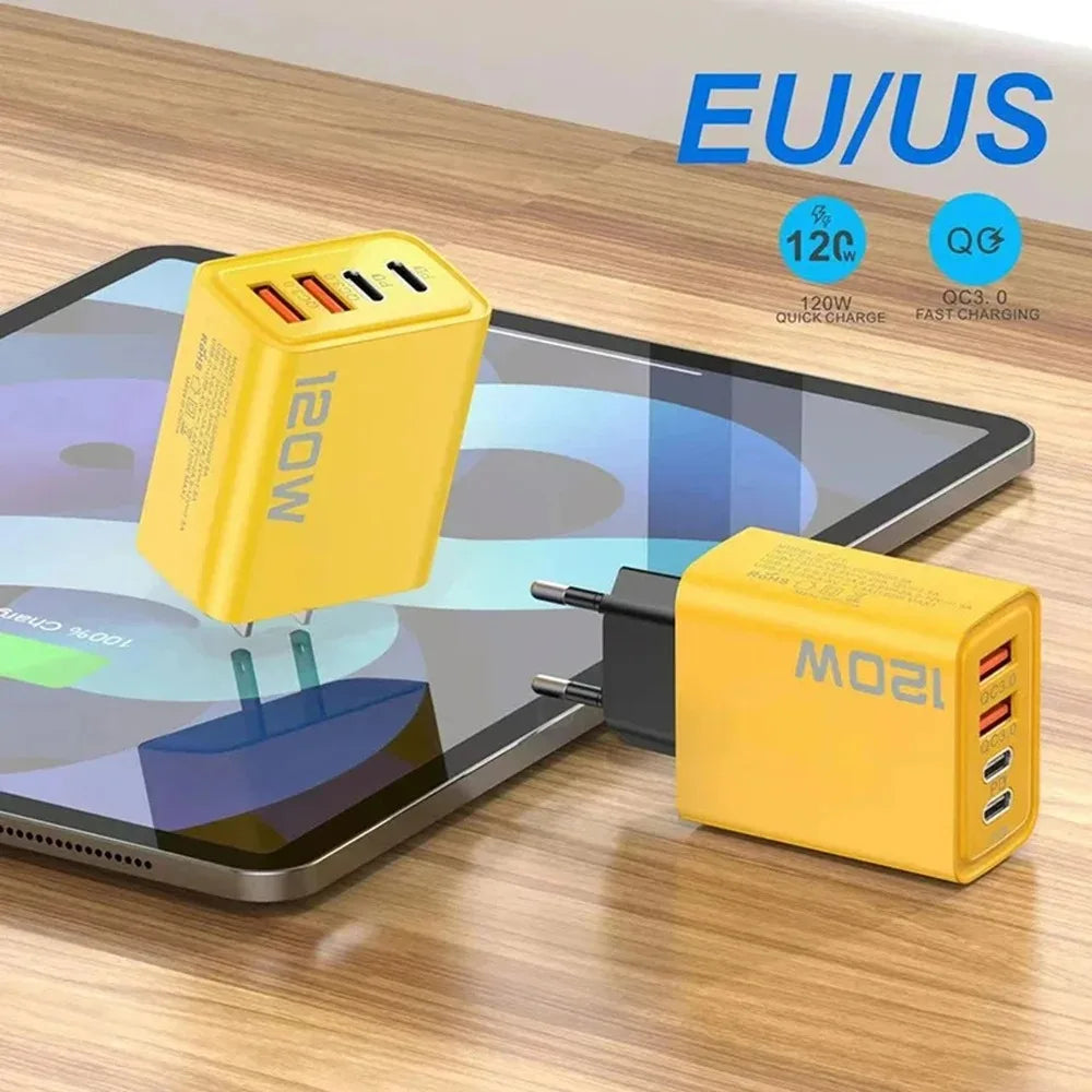 4 Ports USB C PD Charger Quick Charge 3.0 Type C USB Phone Chargers Fast Charging Adapter For iPhone 16 15 Samsung Xiaomi Huawei Beauty World Shop
