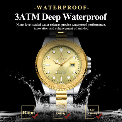 POEDAGAR Original Luxury Man Wristwatch Waterproof Luminous Date Men Watch Stainless Steel Fashion Business Men's Quartz Watches Beauty World Shop