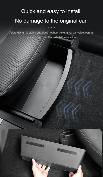 For Tesla New Model Y 2025 Juniper Launch Under Seat Storage Box Case Car Seat Organizer Vehicle Underseat Drawer Tray Accessory Beauty World Shop