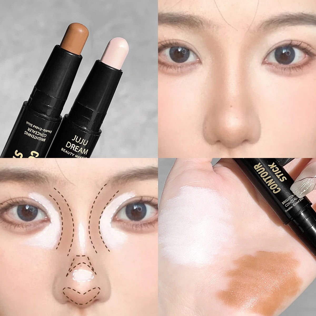 Dual-ended contour stick, facial foundation, concealer, long-lasting dark circles, correcting contour concealer, makeup Beauty World Shop
