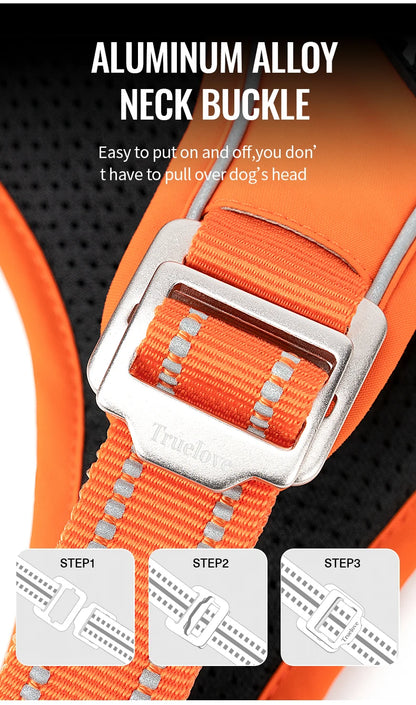 TRUE LOVE Pet Harness No Pull Nylon Reflective Dog Harness Adjustable Comfortable Control Step-in Brilliant Truelove TLH5654 Beauty World Shop