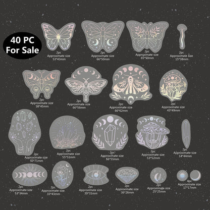 40pcs Holographic Glitter Stickers PET Transparent Shiny Waterproof Decorative Decals For Water Bottles Scrapbooking Laptop Beauty World Shop