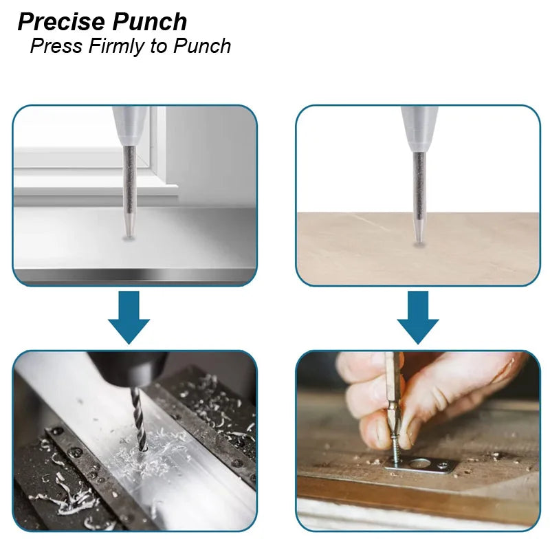 Auto Center Puncher Hole Marker Wood Metal Steel Spring Load Kerner Drill Locator Heavy Duty Punch Carpentry Automatic Hand Tool Beauty World Shop