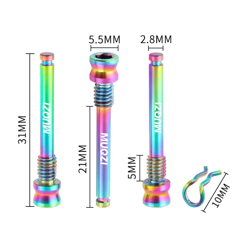 MUQZI 2pcs Titanium Bolts Bicycle Disc Brakes Caliper Lightweight Mounting Screws Road MTB Disc Brake Pad Bolts with Fixing Clip Beauty World Shop