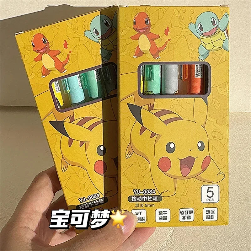 5pcs Pokemon Pen Set Pikachu Squirtle Charmander, Press Gel Pen Cute Anime School Office Supplies Stationery Gift for Kids Beauty World Shop
