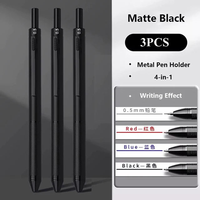 Multifunctional 4-color-in-one gravity-sensing pen metal ballpoint pen/Mechanical Pencil,Black/Red/Blue Ink Oil Signing canetas Beauty World Shop
