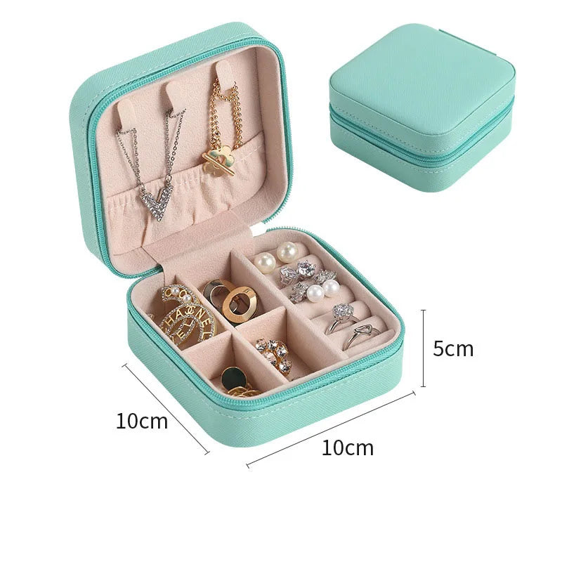 Simple ins macaroon jewelry box travel travel studs necklace ring jewelry box, portable Beauty World Shop