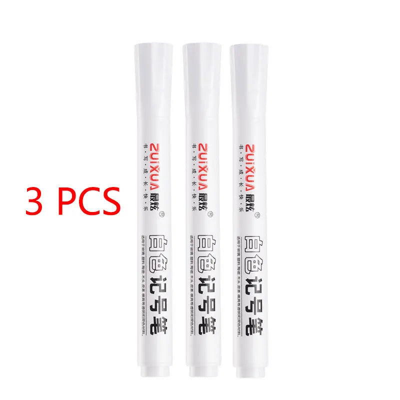 White Marker Pens set Oily Waterproof White Gel Pen DIY Graffiti Sketching Marker Stationery Writing School Supplies brush Beauty World Shop