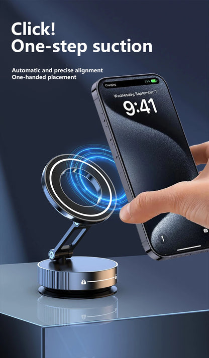 Super Strong Magnetic Phone Holder Foldable Design 360° Adjustable Vacuum Car Mount For Car Desk Bathroom Phone Holder Beauty World Shop