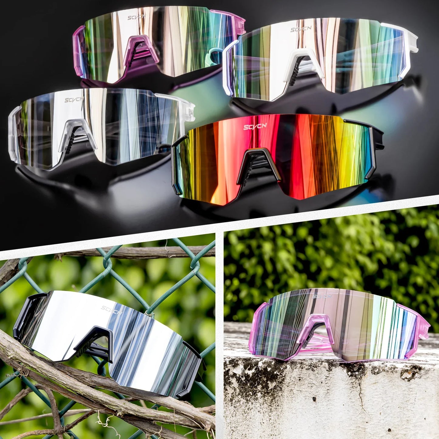 SCVCN Fashion Sunglasses for Men Sport Cycling Glasses Bike Bicycle Hiking Camping Golf UV400 Protection Glasses Women Baseball Beauty World Shop
