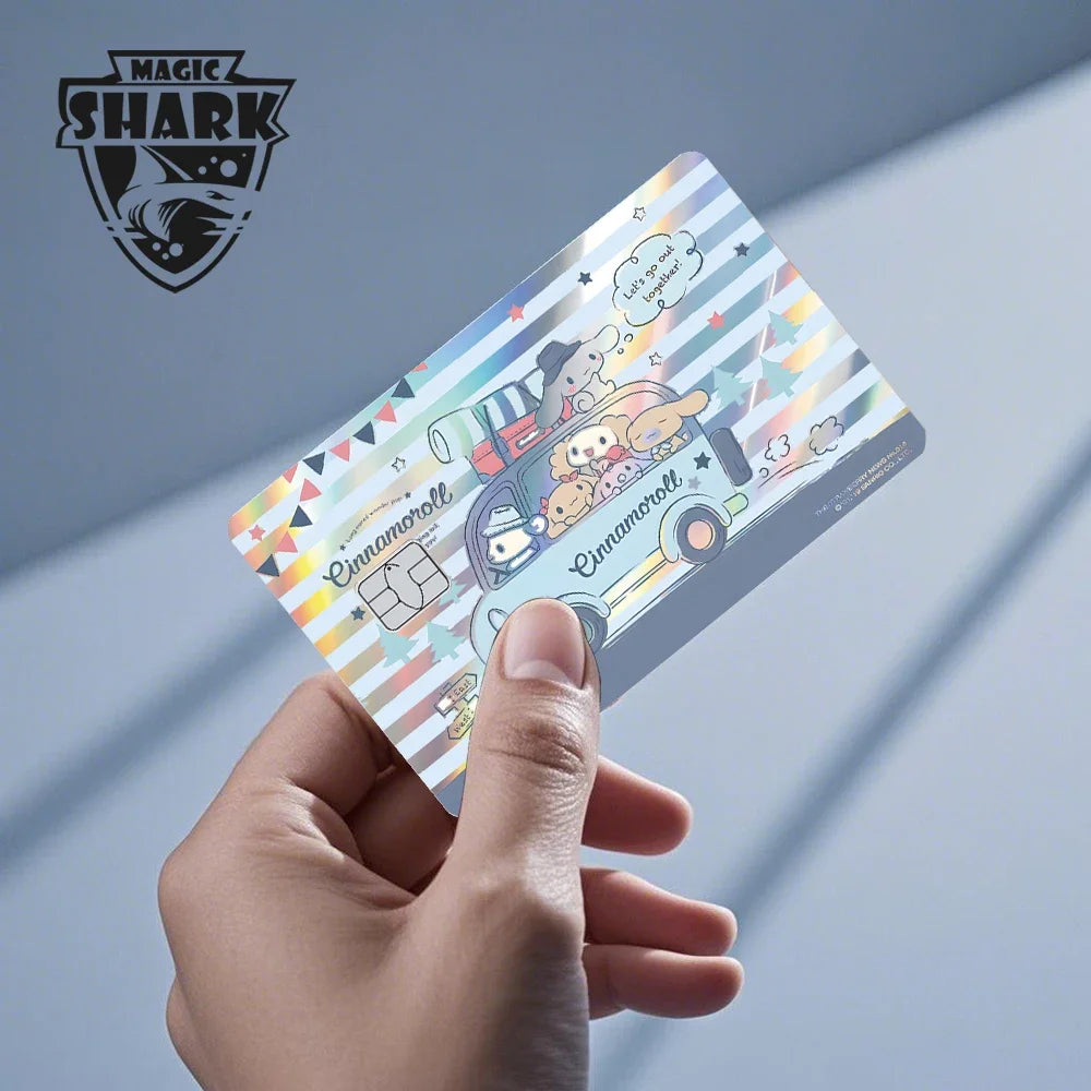 Hot Sale Hello Kitty Kuromi Holographic Laser Shinny Film Skin Cover Sticker for Debit Credit Card Bank Card Beauty World Shop
