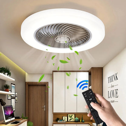Smart Ceiling Fan Fans With Lights Remote Control Bedroom Decor Ventilator Lamp 52cm Air Invisible Blades Silent Beauty World Shop