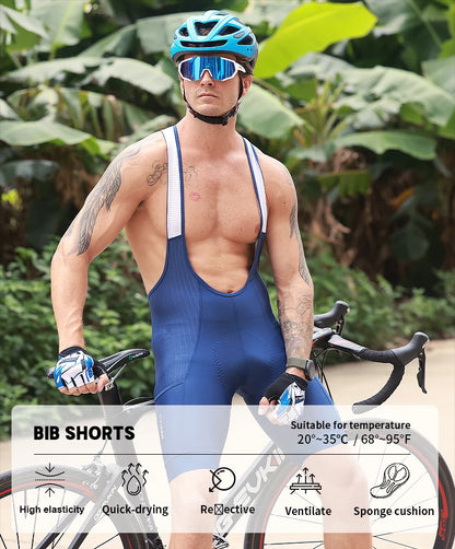 X-TIGER Men's Cycling Shorts Long Distance Riding Bib Shorts Pro Men's Cycling Shorts High Density Foam Cushion 5 CM Leg Gripper Beauty World Shop