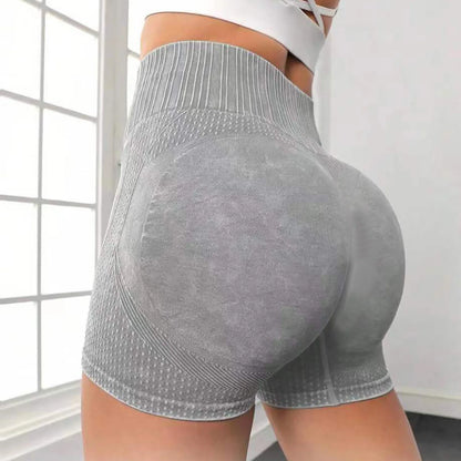 Women's Peach Booty Lifting Yoga Shorts - High-Waisted Slim-Fit Washed Workout Shorts Quick-Dry Breathable fitness apparel Beauty World Shop