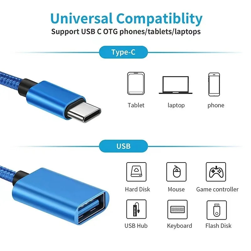 Android Type-C to USB 2.0 Conversion Cable, USB Flash Drive, Data Tablet, Card Reader, OTG Connection Box, Mouse Beauty World Shop