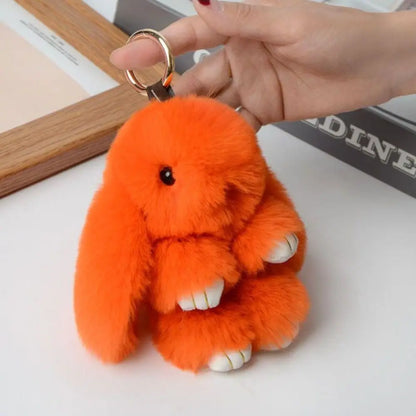 Fluffy Bunny Keychain - Plush Play Dead Rabbit Doll with Bow, Cute Animal Keychain Toy for Kids Girls, Soft Furry Gift Beauty World Shop