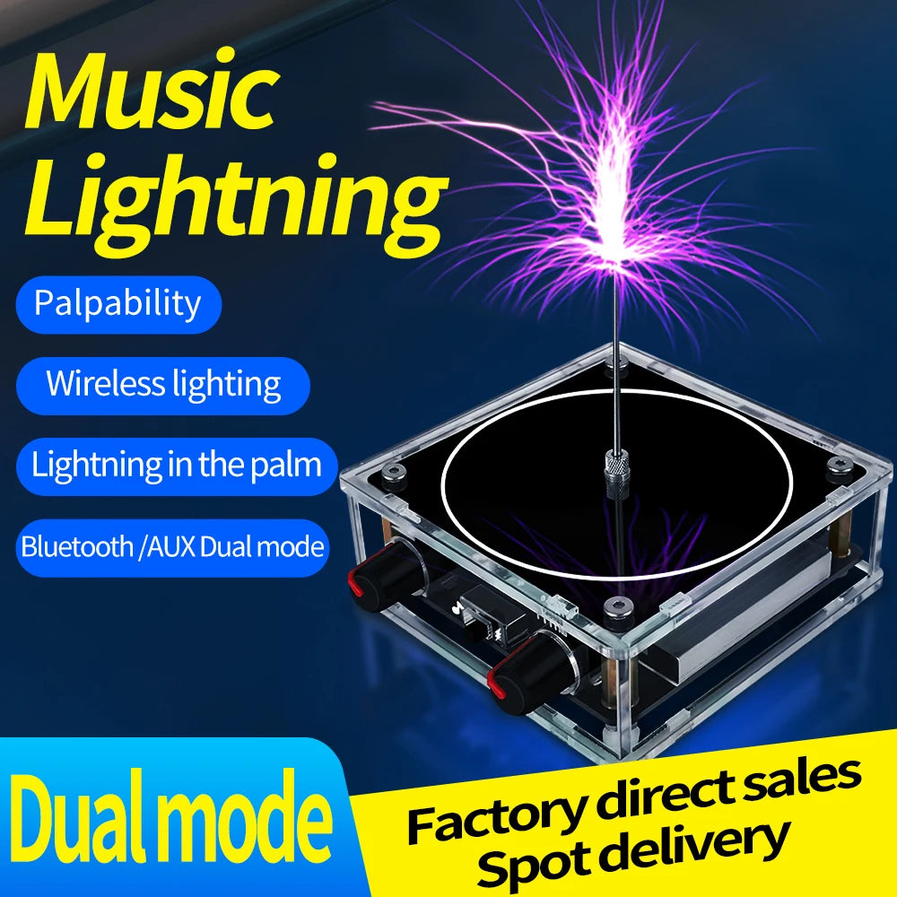 Music Tesla Coil Bluetooth/AUX Dual Mode Music Box Artificial Lightning Touchable Audio Input Bluetooth Science Experiments ﻿ Beauty World Shop