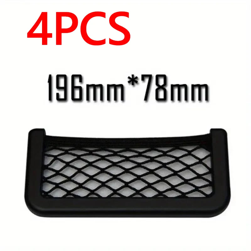 Car Storage Bag Nets Adhesive Auto Seat Organizer Door Side Net Pocket Multifunction 15-20cm Resilient Car Styling Storage Nets Beauty World Shop