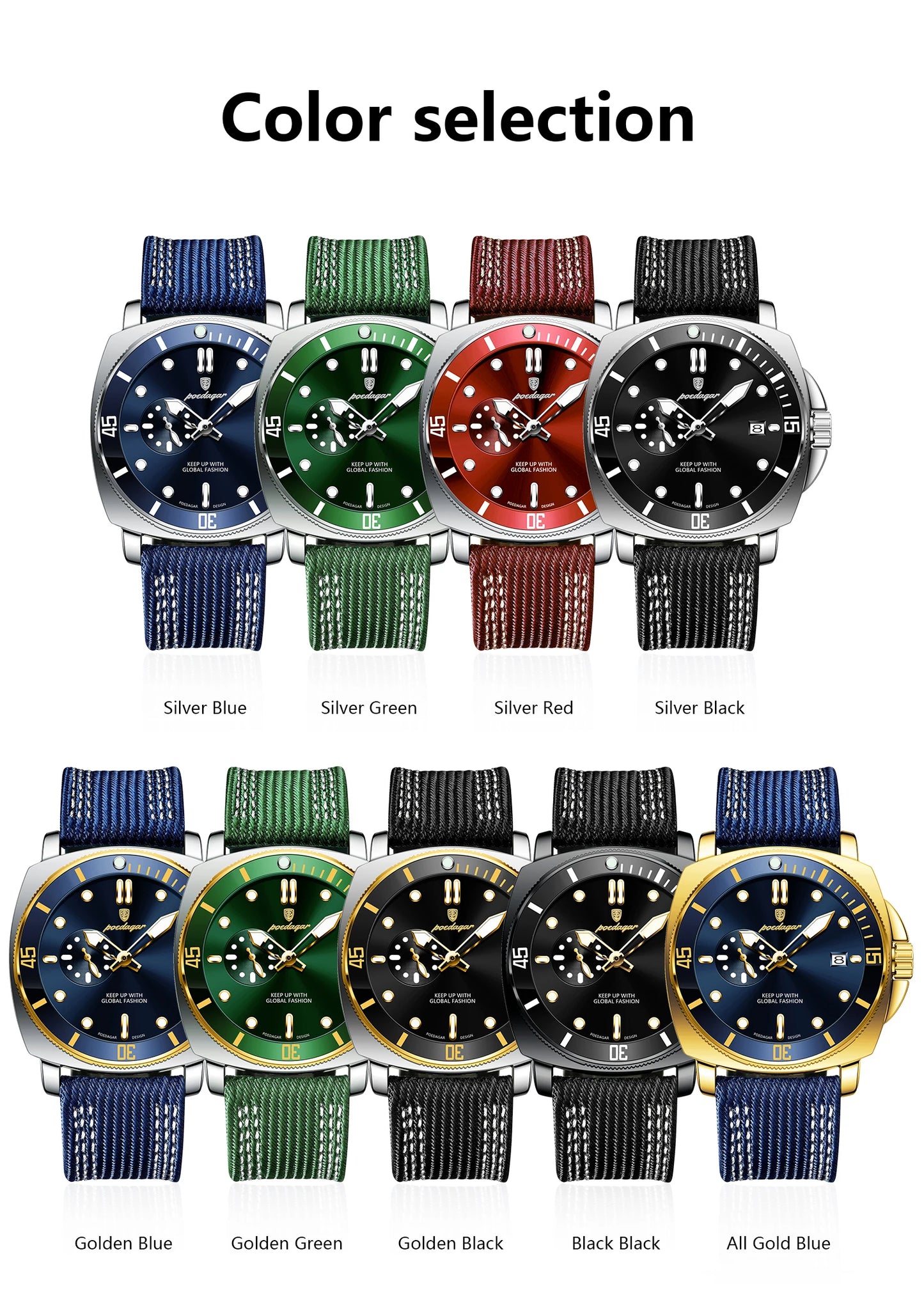 POEDAGAR Luxury Fashion Man Watch Luminous Waterproof Date Sport Watches For Men Nylon Leather Quartz Business Men's Clock Reloj Beauty World Shop