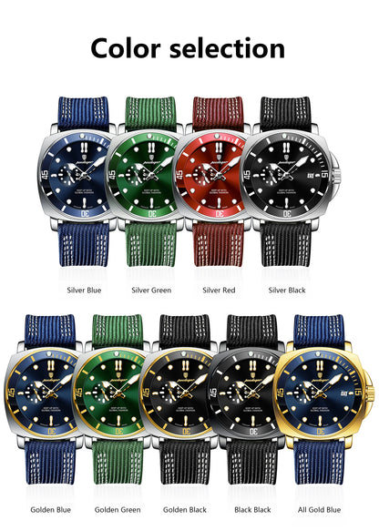 POEDAGAR Luxury Fashion Man Watch Luminous Waterproof Date Sport Watches For Men Nylon Leather Quartz Business Men's Clock Reloj Beauty World Shop