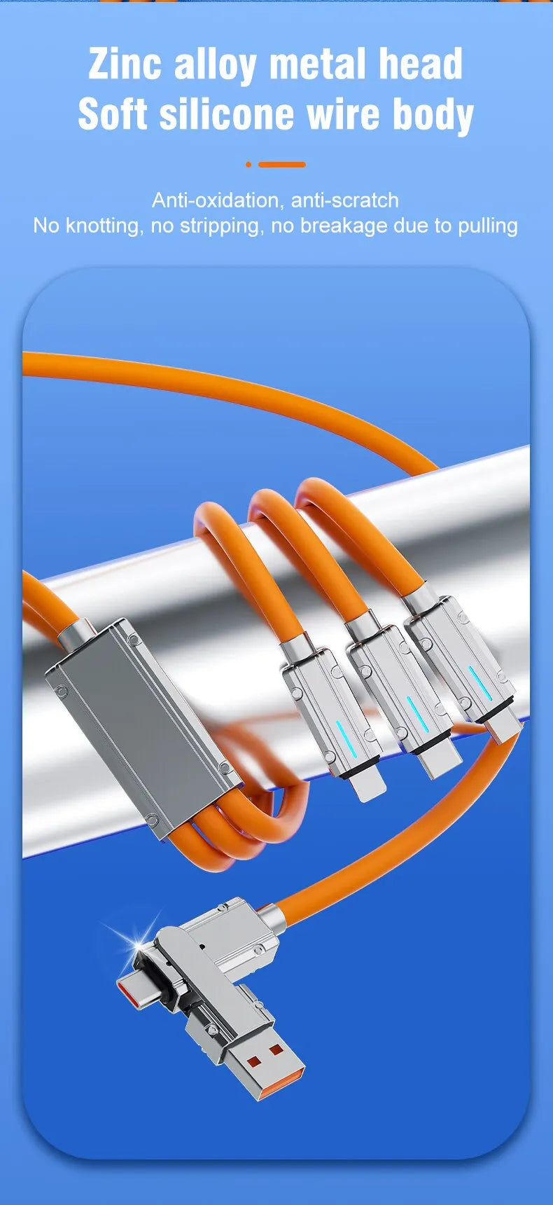 3 In 2 Type-C Mobile Phone Usb Fast Charging 66w Data Cable Suitable For iPhone Huawei OPPO Xiaomi Samsung Redmi Charging Cable Beauty World Shop