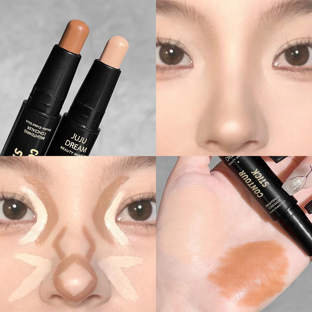 Dual-ended contour stick, facial foundation, concealer, long-lasting dark circles, correcting contour concealer, makeup Beauty World Shop