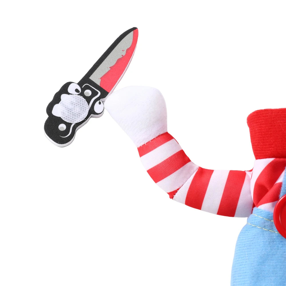 Funny Dog Clothes Halloween Costume For Small Medium Large Dogs Festival Knife Holding Puppy Cosplay Suit Party Gift Pet Apparel