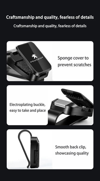 For Peugeot 208 3008 308 2008 207 107 508 Car Eyeglass Holder Glasses Storage Clip Sunglasses Holder with Sponge Protection Beauty World Shop