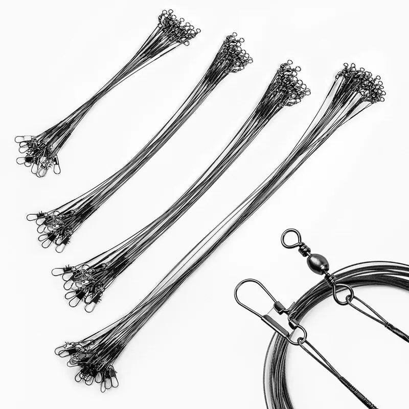 20PC Anti Bite Steel Fishing Line 15/20/25/30cm Steel Wire Leader With Swivel Fishing Accessory Fishing Wire Olta Leadcore Leash Beauty World Shop