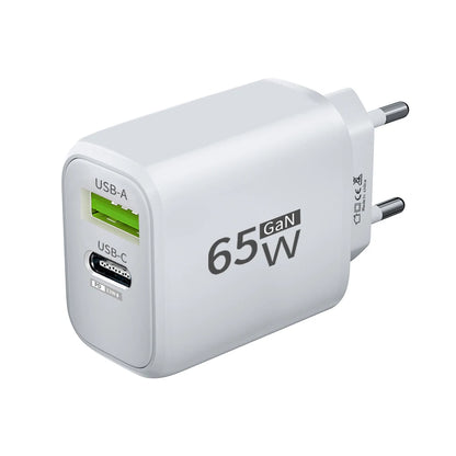 USB Charger 65W GaN Type C Fast Charging PD Power Adapter Quick Charger 3.0 For iPhone 15 Xiaomi POCO Samsung Oneplus Beauty World Shop
