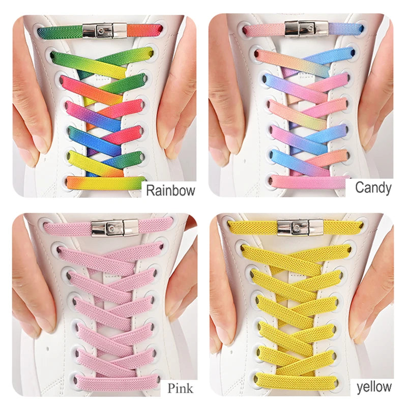 8mm No Tie Shoe Laces Press Lock Shoelaces Without Ties Elastic Laces Sneaker Kids Adult Widened Flat Shoelace for Shoes Beauty World Shop