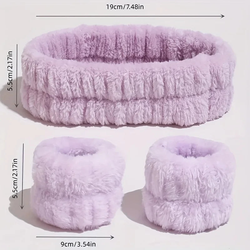 Coral Velvet Facial High-elastic Makeup Hairband Face Wash Wristband Set-face Wash, Facial Mask, Skin Care Beauty World Shop