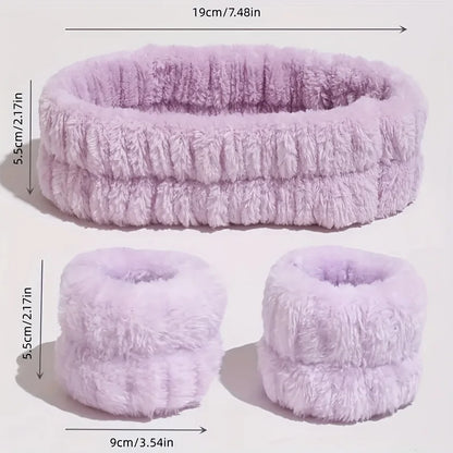 Coral Velvet Facial High-elastic Makeup Hairband Face Wash Wristband Set-face Wash, Facial Mask, Skin Care Beauty World Shop