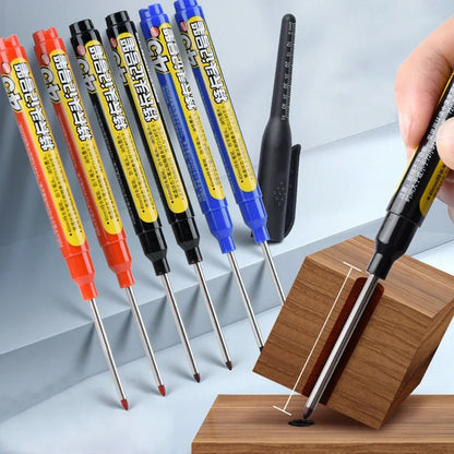 45mm Waterproof Deep Hole Marker Pens Long Nib Head Carpenter Pen Black/Blue/Red Ink for Multi-Purpose Woodworking Hand Tools Beauty World Shop