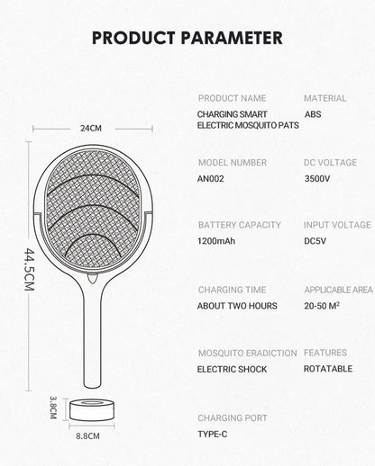 5 In 1 Fast Charging Racket Kill Fly Bug Safety Insulated Battery Powered Lamp ABS Adjustable Electric Mosquito Swatter Beauty World Shop