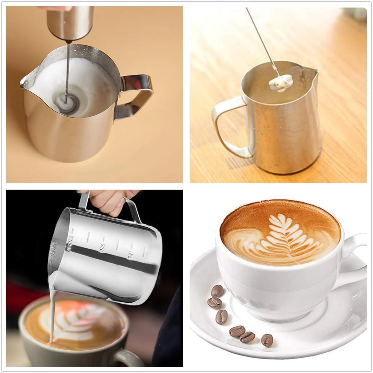 Rechargeable Stainless Steel Milk Frother 2 Speeds for Latte Cappuccino Espresso Home And Barista Use Beauty World Shop