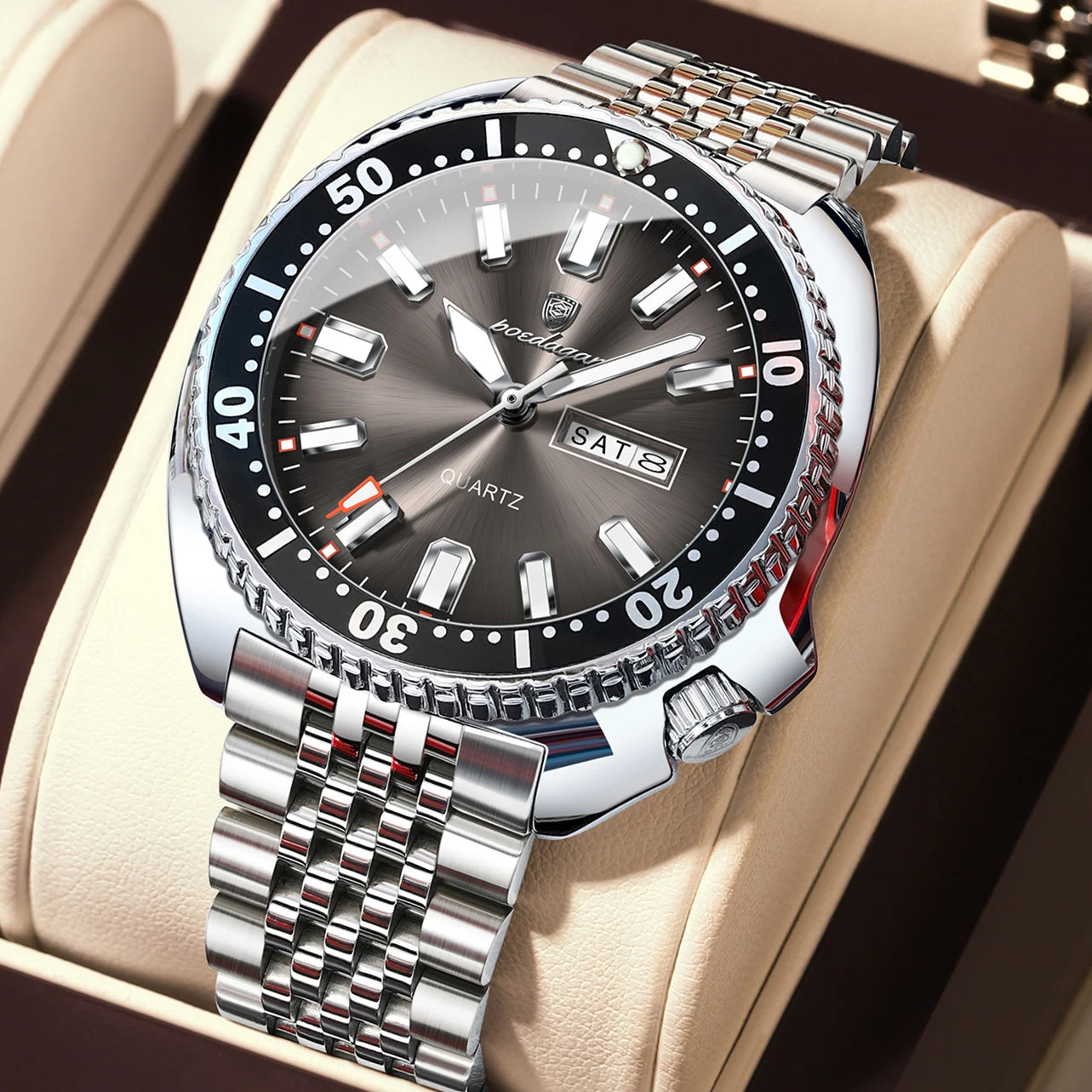 POEDAGAR Luxury Business Men Watch Date Week Waterproof Luminous Man Wristwatch Sport Stainless Steel Quartz Men's Watches Reloj Beauty World Shop