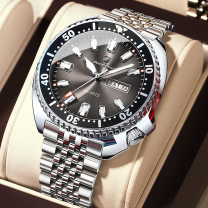 POEDAGAR Luxury Business Men Watch Date Week Waterproof Luminous Man Wristwatch Sport Stainless Steel Quartz Men's Watches Reloj Beauty World Shop