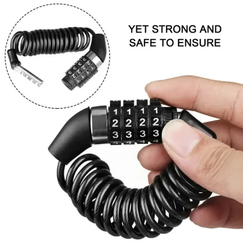 Bicycle Lock Steel Cable Chain Security Password 4 Digit Lock Anti-Theft Combination Number Code Safety Bike Bicycle Accessories Beauty World Shop