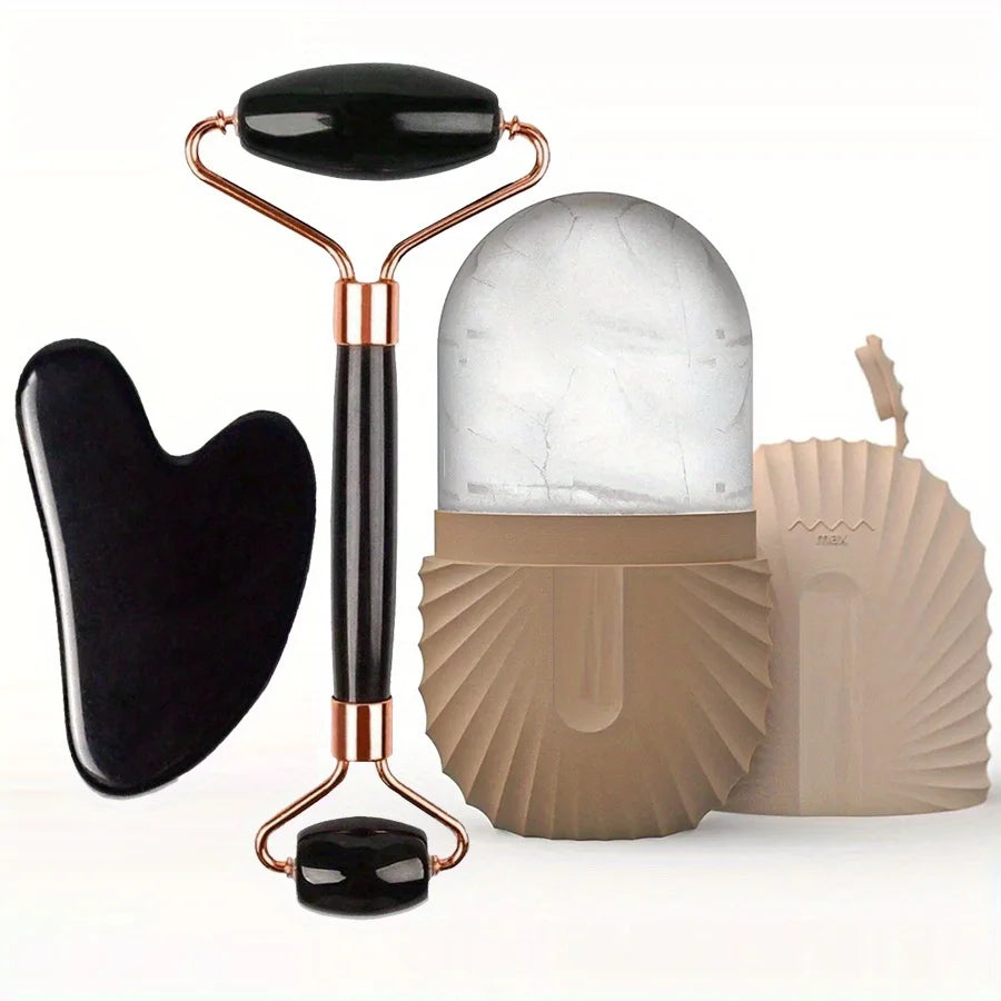 3-piece facial care set with cooling roller, facial roller and gua sha tools set. Perfect gift Beauty World Shop